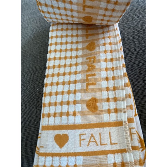 LA CUISINE KITCHEN TOWELS (4) Fall WAFFLE PUMPKINS 18 X 28 Halloween 🎃 Orange - Picture 4 of 6